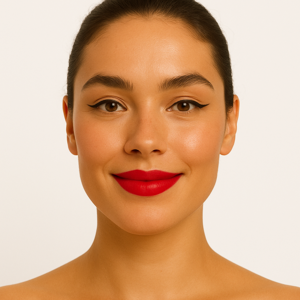 Model with Creamy Matte Lipstick in the shade Desire