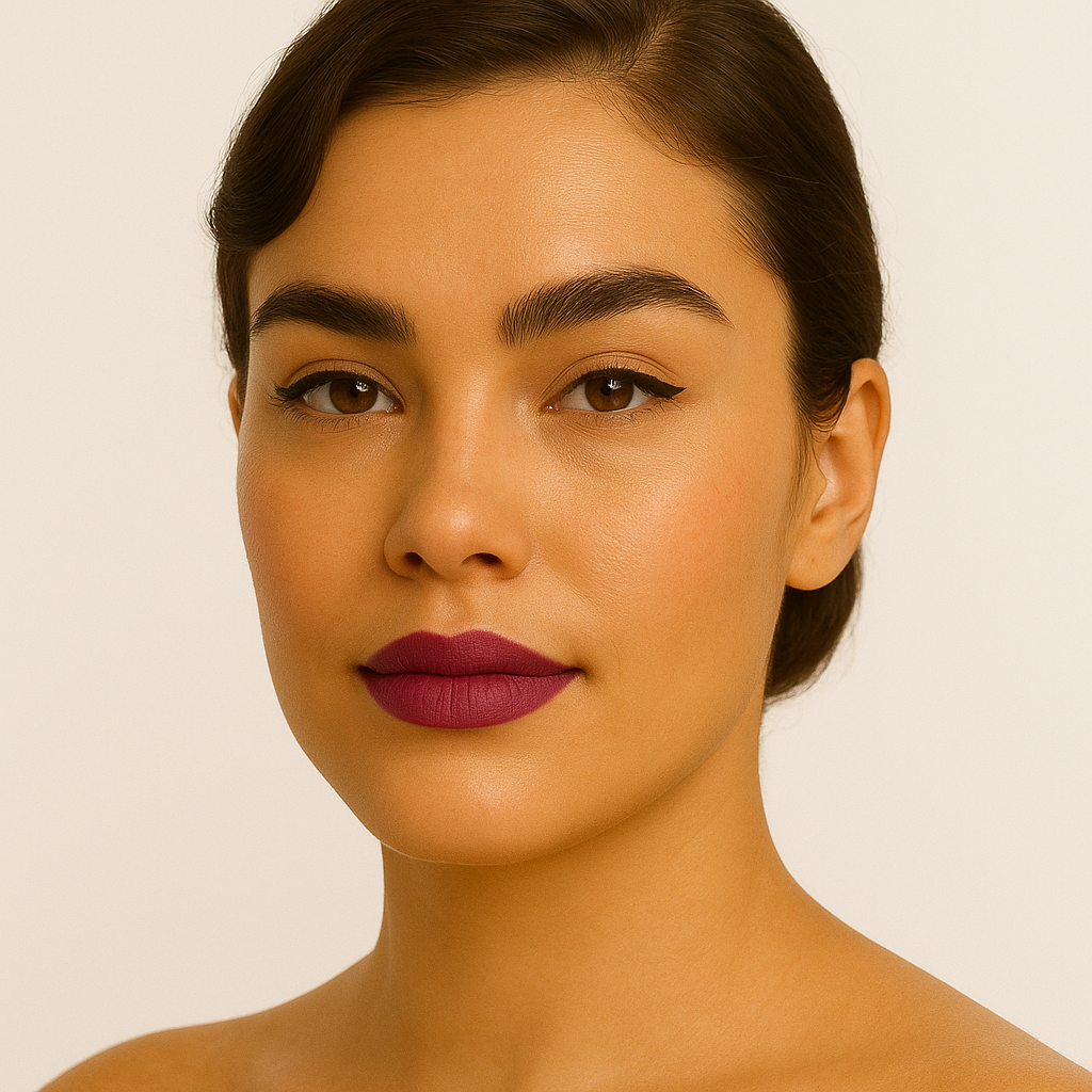 Model with Creamy Matte Lipstick in the shade Fierce