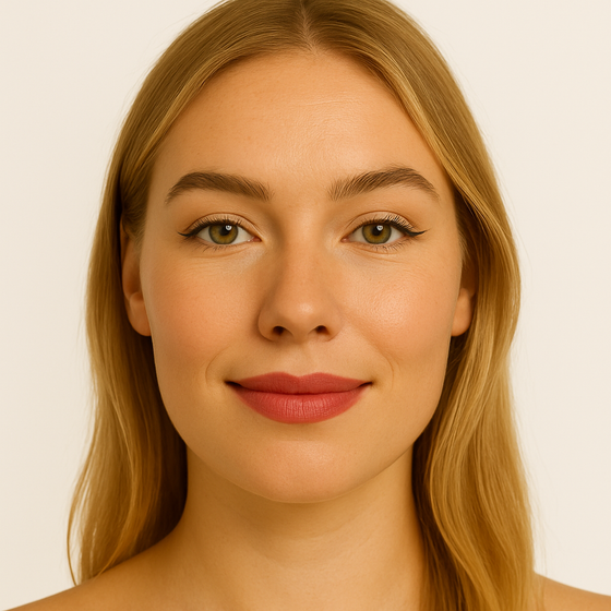 Model with Creamy Matte Lipstick in the shade Paradise