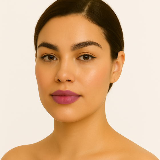Model with Creamy Matte Lipstick in the shade Splendid