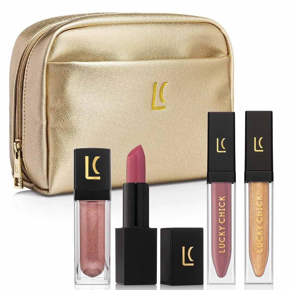 Glam Bag Pinks & Golds Set Lip and Eyeshadow Set - Lucky Chick Inc.